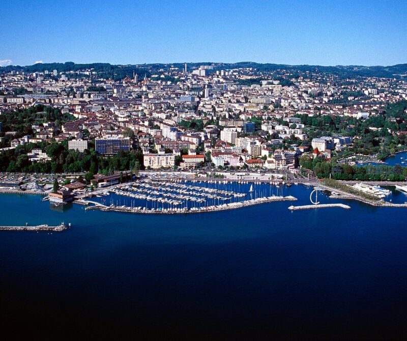 Vue de Lausanne, Port d'Ouchy et Place de la Navigation